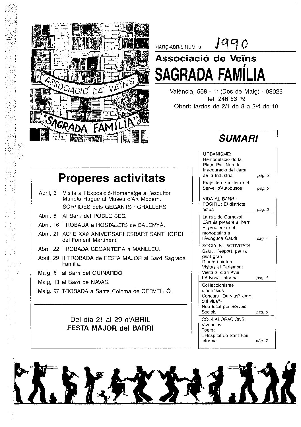 1990 MARÇ – ABRIL NÚM. 3 Associació de Veïns SAGRADA FAMÍLIA