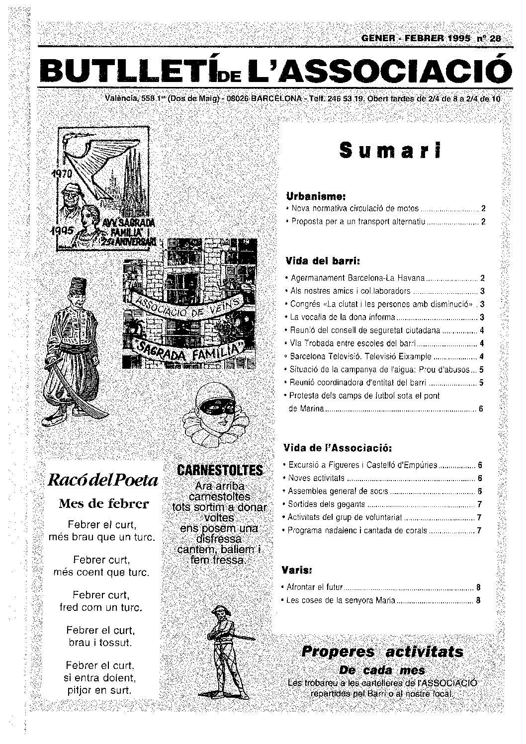 1995 GENER- FEBRER NÚM. 28 Associació de Veïns SAGRADA FAMÍLIA