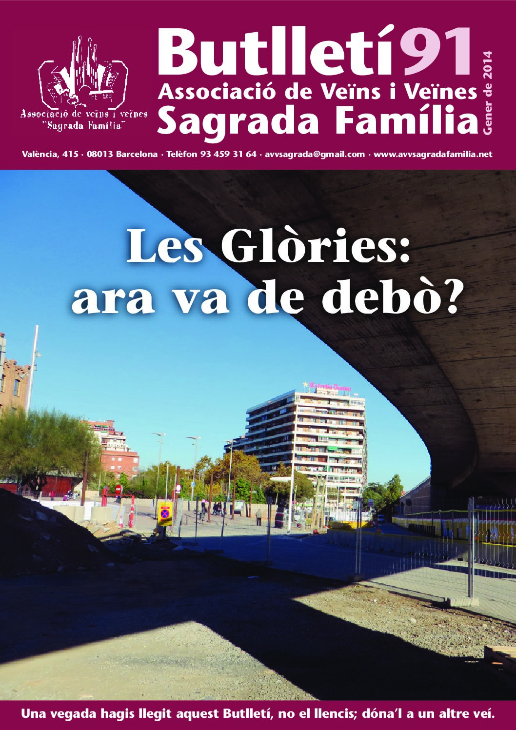 2014 GENER NÚM. 91 Associació de Veïns SAGRADA FAMÍLIA
