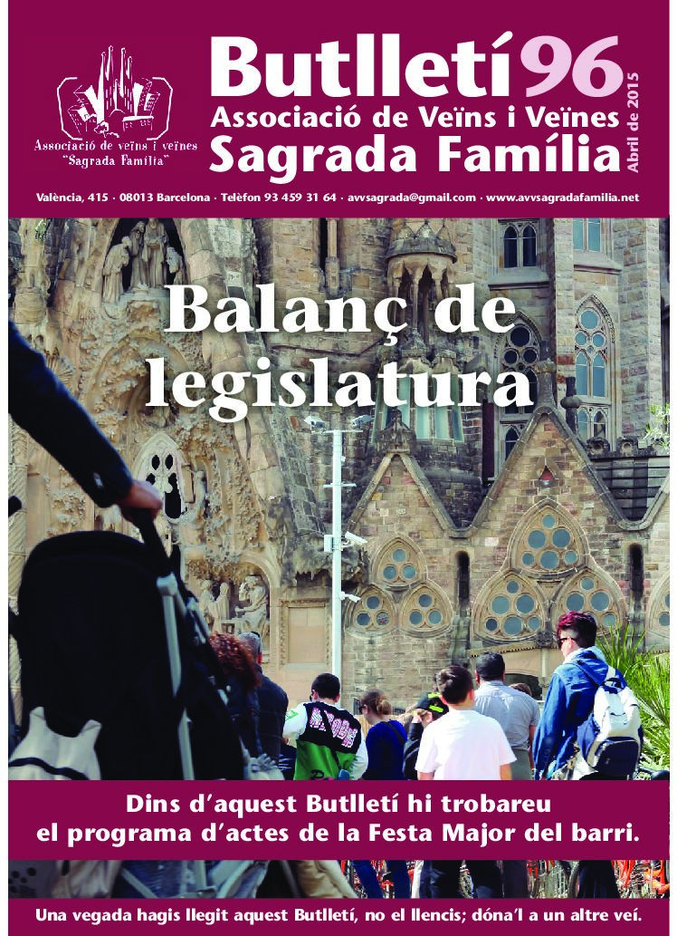 2015 ABRIL NÚM. 96 Associació de Veïns SAGRADA FAMÍLIA