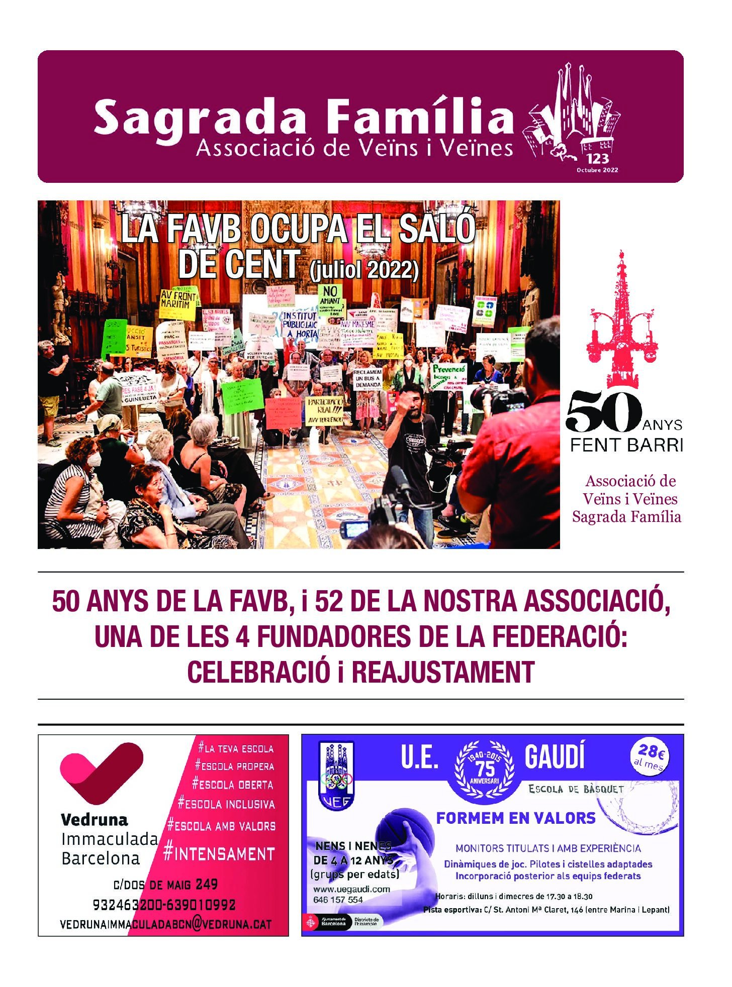2022 OCTUBRE NÚM 123 -Associació de Veïns SAGRADA FAMÍLIA